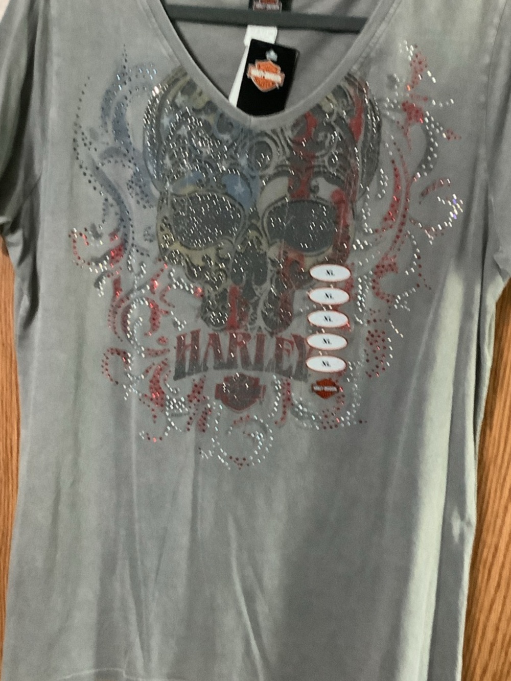 Harley-Davidson Gray Sequin Graphic Short Sleeve Tee - Picture 5 of 5